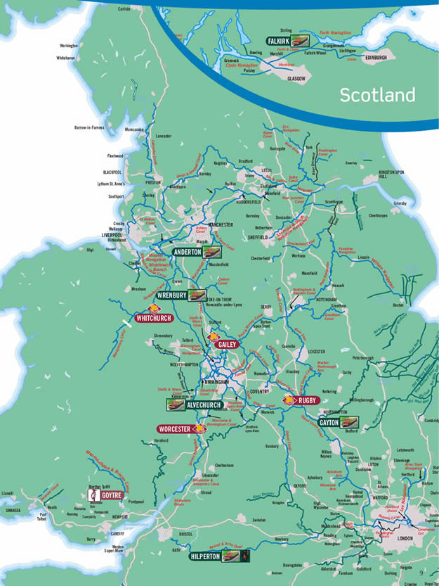 Map of the UK canals for boat hire